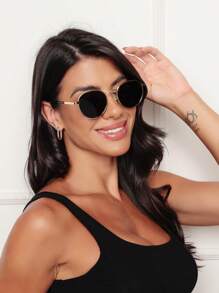 女性時尚復古眼鏡 - 金色 - 查看 4