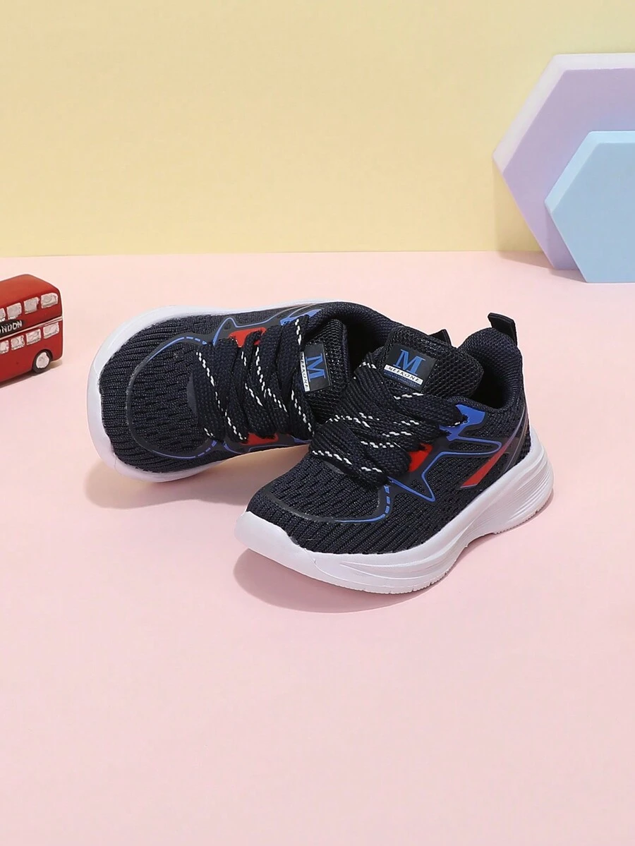 兒童粉紅色/海軍藍色/黑色網眼eva底平底運動鞋,透氣、輕盈、舒適,適合上學和跑步