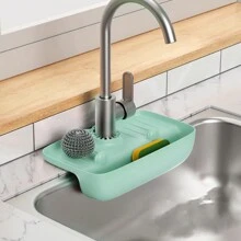 Faucet Drain Rack Sink Storage Rack Kitchen Splash-proof Anti-slip Mat Dishcloth Sponge Drying And Storage Rack - White - View 4