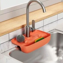 Faucet Drain Rack Sink Storage Rack Kitchen Splash-proof Anti-slip Mat Dishcloth Sponge Drying And Storage Rack - White - View 6