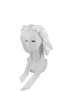 1入組中性彈性針織帽,帶頭巾圍巾和人造絲內裡,y2k時尚,保暖冬季睡帽 - 黑色 - 查看 4