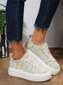 女士休閒厚底運動鞋 - 綠色 - 查看 3