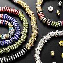 100入組8mm圓形鍍銀帶鑽間隔珠,diy手鍊/手鏈/吊墜用鬆散間隔珠,有10種顏色可選 - 100 顆 8 毫米圓形間隔珠墊片珠子 - 查看 6