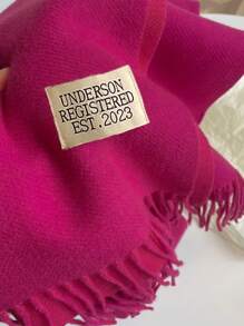 1 Chiếc Khăn Choàng Mùa Đông Cho Nữ Màu Be Giả Cashmere Khăn Choàng Và Quấn Dày Ấm Áp Thời Trang Cho Nữ Chăn Hai Mặt Trơn Khăn Choàng Ngoài Trời Có Tua Rua Khăn Choàng Cổ - Màu đỏ tím - Xem 2