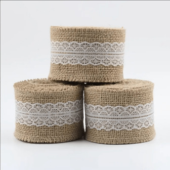 1pcDIY Jute Woven Webbing  Lace Linen Woven Decorative Ribbon Roll 78.74inch/6.6ft, Easter Ribbon Decor Handwork 2.5cm*2m/0.98inch*78inch