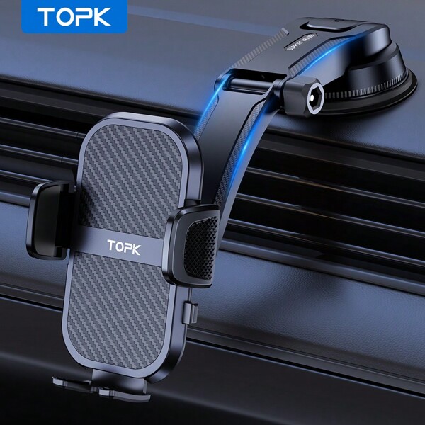 TOPK TOPK Phone Holder for Car Dashboard, Upgraded Adjustable horizontally and vertically Cell Phone Mount For Car Dashboard Compatible With All Phones