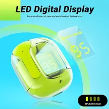 Tws Earbuds 無線運動遊戲耳機降噪耳塞麥克風耳機帶 Led 顯示屏耳機 Hifi 透明運動耳機 Tws 無線耳機降噪所有手機適用 - Green - 查看 2