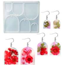 1pc DIY Geometric Earrings & Necklace Crystal Glue Mold Mirror Silicone Mold For Women's Epoxy Resin Jewelry Making