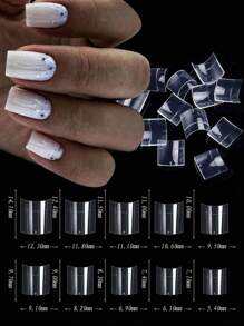 200pcs/box Short Half Cover French Nail Tips With Transparent Design, Artificial Nails For Nail Art - Clear - View 1
