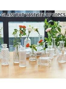 30入組玻璃花瓶,小花瓶,透明花瓶,迷你花瓶,適用於家居裝飾,婚禮裝飾,派對,辦公場所 - 無色 - 查看 2