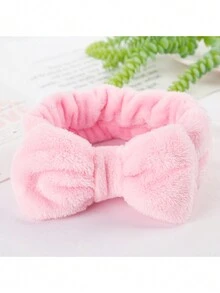 Bộ sản phẩm làm sạch da mặt 4 món: Băng đô nhung, Vòng đeo tay chống nước, Băng đô tẩy trang nơ dễ thương, Mũ tắm và Cọ rửa mặt chất lượng cao - Bộ vệ sinh du lịch tiện dụng - Hồng - Xem 5