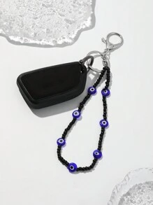 1pc Universal Evil Eye & Black Beaded Keychain (No Car Key Included), Suitable For Daily Wear, Also Can Diy Your Favorite Items - Multicolor - View 1