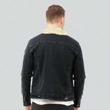 Chamarra Mezclilla Hombre Con Forro Tipo Borrega SPORT FASHION - Blanco y Negro - Ver 2