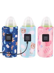 USB奶瓶保暖袋便攜牛奶保暖恆溫牛奶加熱包適用於戶外遊玩 - 粉色 - 查看 1