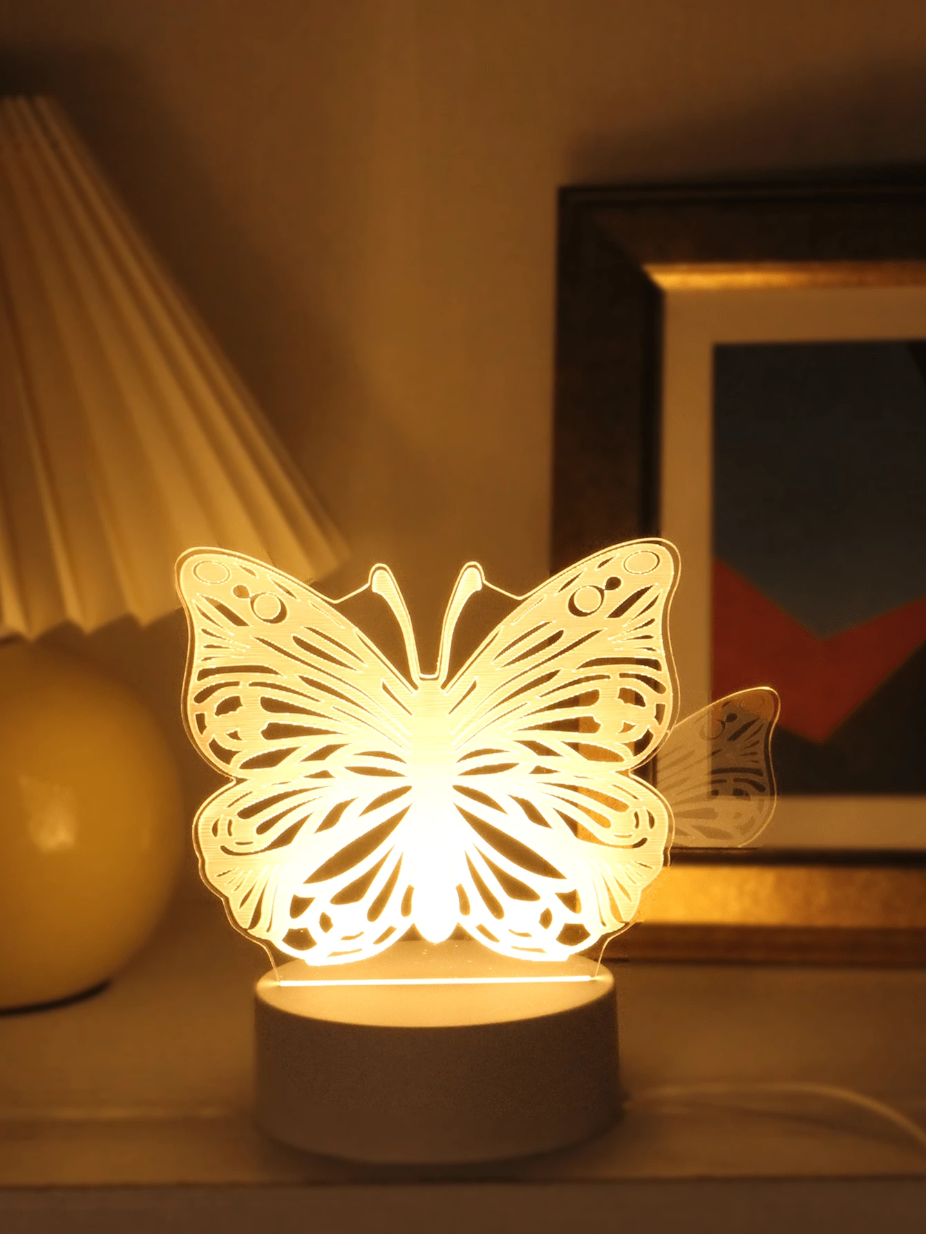1pc Usb 3d Glowing Butterfly Shaped Creative Night Light For Home Decoration, Living Room, Bedroom, Tabletop