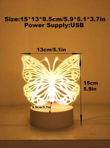 1pc Usb 3d Glowing Butterfly Shaped Creative Night Light For Home Decoration, Living Room, Bedroom, Tabletop