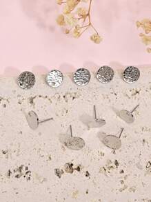 10pcs Basic Earring Components Ear Stud Post & Back For Diy Jewelry Making - Silver - View 6