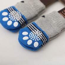 Pet Socks For Dogs Puppies Teddy Bichon Anti-Slip Dirty-Preventive Universal Socks Set Of 4 Cats & Dogs - Blue - View 6