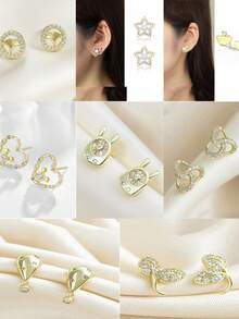S925 Silver Needle Earrings, Simple And Stylish, Quality Accessories For Women - Yellow Gold - View 7