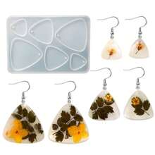 1pc DIY Geometric Earrings & Necklace Crystal Glue Mold Mirror Silicone Mold For Women's Epoxy Resin Jewelry Making