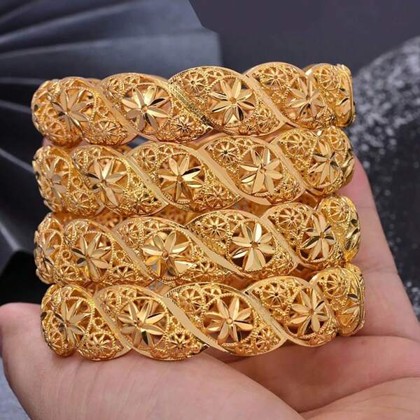 1 pièce Bracelet Jonc Ouvrable Couleur Or à la Mode pour Femmes, Bijou de Luxe de Mariée de Mariage