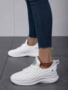 女士时尚新款轻便舒适减震软底休闲运动鞋 - 白色 - 查看 4