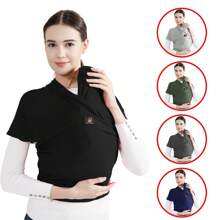 rooya baby 1 件婴儿背带，黑色，弹性，适合新生儿和婴儿，前后背，日常使用 - 黑色 - 查看 1