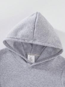 2pcs/Set Young Boy Letter Print Hoodie And Sweatpants - Grey - View 3