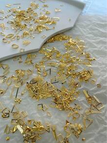 5g 金色不对称形状指甲钉混合用于美甲装饰 - 金色 - 查看 2