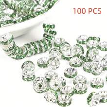 100入組8mm圓形鍍銀帶鑽間隔珠,diy手鍊/手鏈/吊墜用鬆散間隔珠,有10種顏色可選 - 100 顆 8 毫米圓形間隔珠墊片珠子 - 查看 13