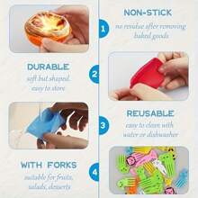 35 Piezas De Revestimientos De Silicona Para Magdalenas Con Pinchos De Frutas, Copas De Horneado Reutilizables Antiadherentes, Moldes Para Magdalenas Para Fornar Pan, Magdalenas, Gelatina, Helados - Multicolor - Ver 4