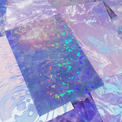 14入組大尺寸光影閃爍紋理貼紙,3種材質粘貼底紙,適用於裝飾日記、手帳、筆記本等