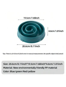 1pc Plastic Pet Bowl With Anti-choking Function & Snail Pattern, Slow Feeder, Healthy Eating - Blue - View 2