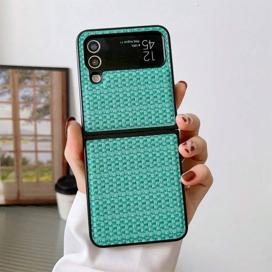 Samsung Z Flip 3/4/5 Foldable Phone Case, Simple & Fashionable, Braided Pattern, Creative & Personalized, For Women - Green - View 1