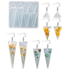 1pc DIY Geometric Earrings & Necklace Crystal Glue Mold Mirror Silicone Mold For Women's Epoxy Resin Jewelry Making