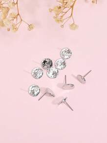 10pcs Basic Earring Components Ear Stud Post & Back For Diy Jewelry Making - Silver - View 3