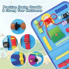 繁忙板玩具,感官遊戲,教育旅行玩具,學習精細動作技能的學前活動,嬰兒板年齡教育玩具,萬聖節,聖誕節禮物 - 藍色 - 查看 7