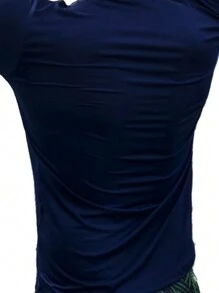 Slim Fitness Camiseta Plus Size Uv Proteção solar Unissex Conforto e qualidade camiseta térmica manga longa praia - Azul Marinho - Visão 2