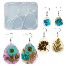 1pc DIY Geometric Earrings & Necklace Crystal Glue Mold Mirror Silicone Mold For Women's Epoxy Resin Jewelry Making