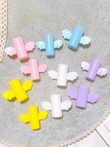 1入隨機顏色翅膀圖案雷射1.5米電纜收納器，3入組數據線保護器，適用於蘋果20W快充數據線 - 彩色 - 查看 3