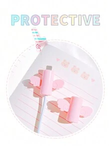 1入隨機顏色翅膀圖案雷射1.5米電纜收納器，3入組數據線保護器，適用於蘋果20W快充數據線 - 彩色 - 查看 5