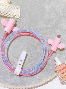 1入隨機顏色翅膀圖案雷射1.5米電纜收納器，3入組數據線保護器，適用於蘋果20W快充數據線 - 彩色 - 查看 8