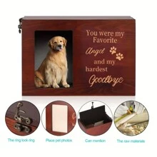 Pet Memorial Urns For Dogs Or Cats, Large Wooden Funeral Cremation Box With Photo Frame, Memory Box, Pet Bereavement Gift - Red - View 5