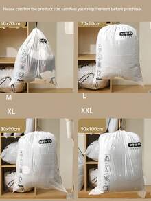 30pcs Large Capacity Pe Material Drawstring Storage Bags, Suitable For Storing Toys, Snacks, Seasonal Clothes, Blankets, Moving And Travel Packing - White - View 2
