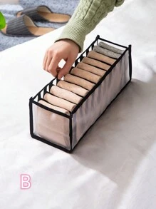 1/5pcs Drawer Organizer With Multiple Grids And Mesh Dividers For Underwear, Socks And Other Apparel Storage - Black - View 4