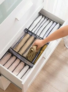 1/5pcs Drawer Organizer With Multiple Grids And Mesh Dividers For Underwear, Socks And Other Apparel Storage - Black - View 9