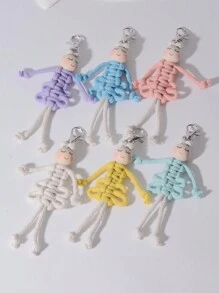 6入組手編卡通女孩包吊飾,混色 - 彩色 - 查看 3