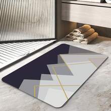 1入組防滑浴室地墊,豪華而簡約的多色幾何圖案,厚度0.09英寸(0.25厘米),橡膠材質,可機洗,高度吸水性,適用於浴室門、浴缸、淋浴室和其他區域 - 彩色 - 查看 1