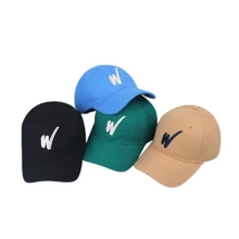 女士帽子韩版刺绣W字母棒球帽适合户外活动和情侣旅行 - 黑色 - 查看 1