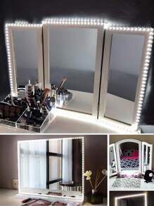 1m/3m/5m Dressing Table Makeup Mirror Light Strip Usb Cabinet Adhesive Embedded Led Light Strip Bathroom Mirror Lighting Flexible Light Strip - White - View 6